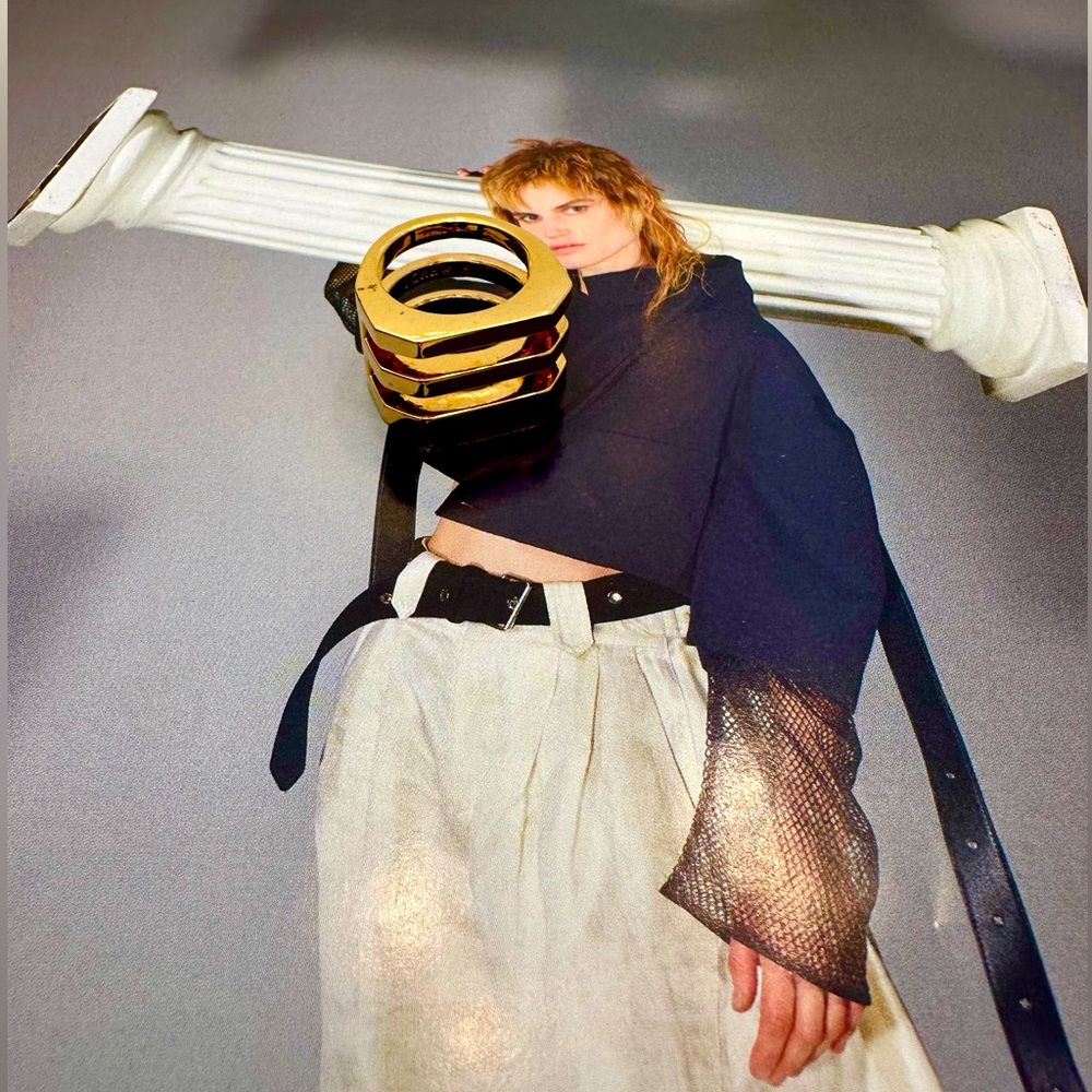 J Crew Gold Triple Band Statement Ring